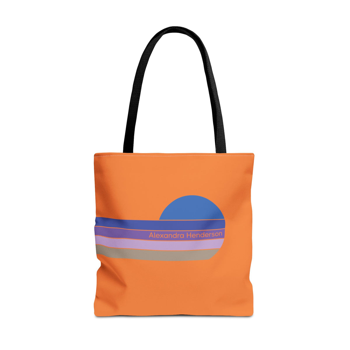 Orange Sunset Stripe Tote Bag – Retro Personalized Name Beach and Market Tote