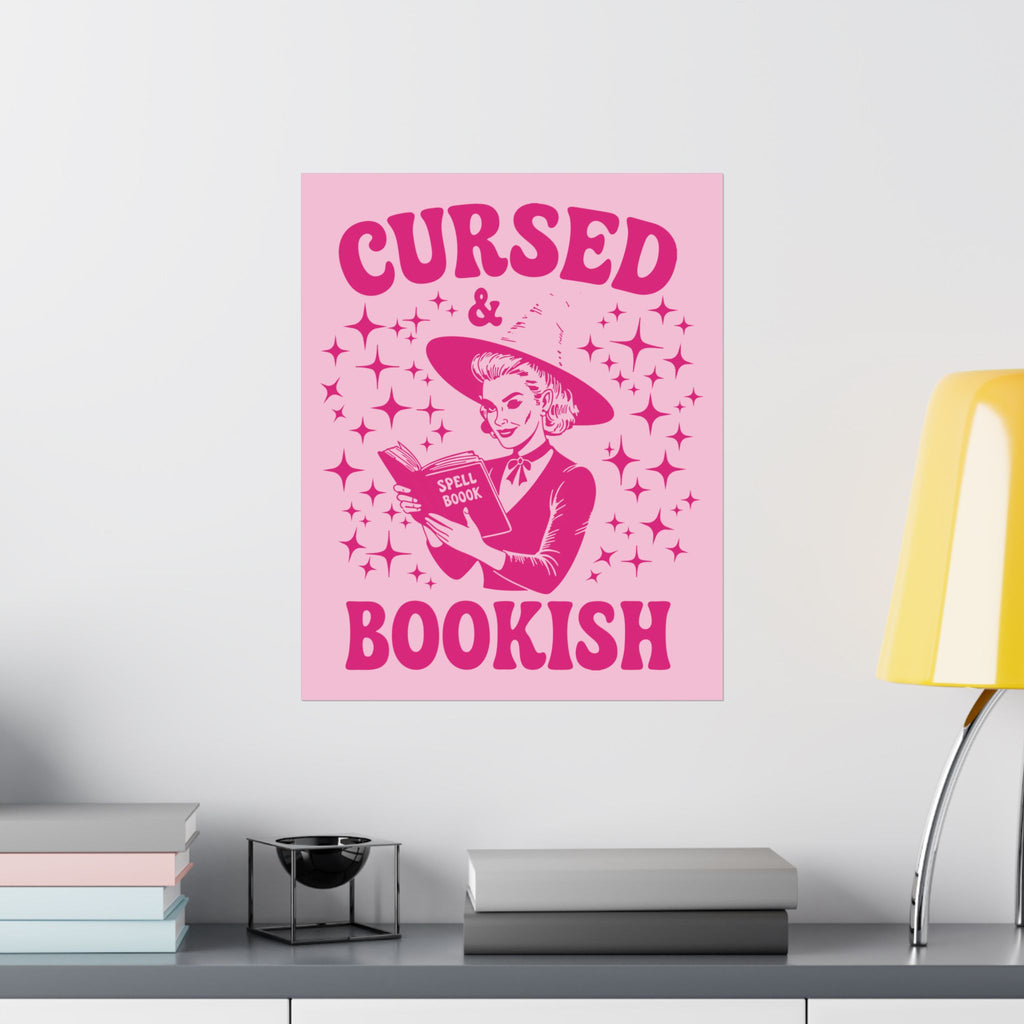 Halloween Cursed and Bookish Poster — Pink Witch Book Lover's Print