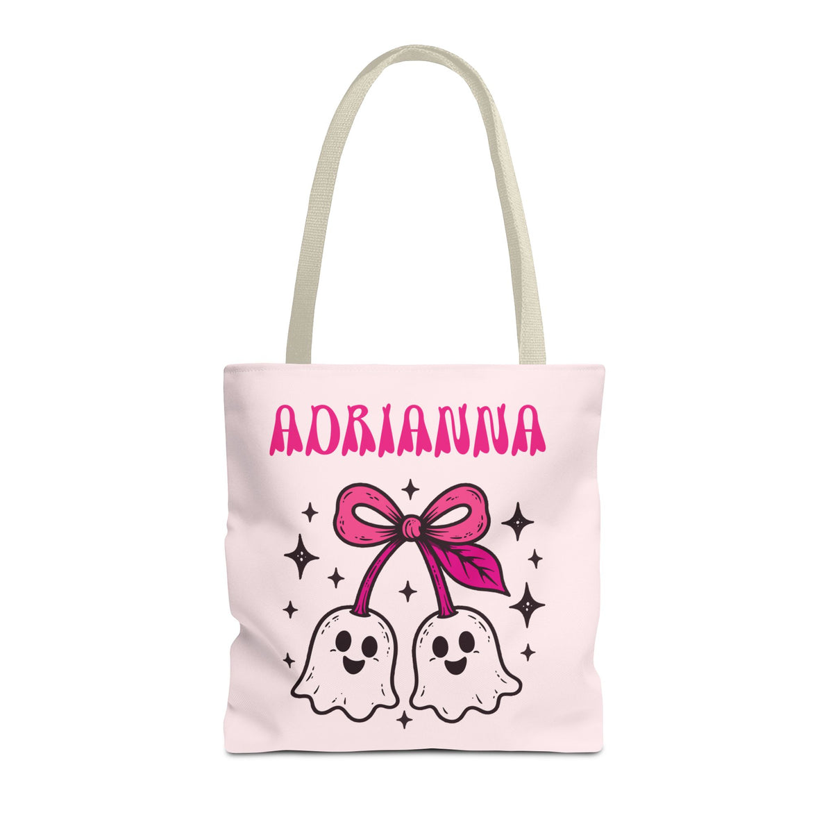 Pink Cute Ghost Cherries Tote Bag - "Spooky and a Cutie" Personalized Halloween Tote