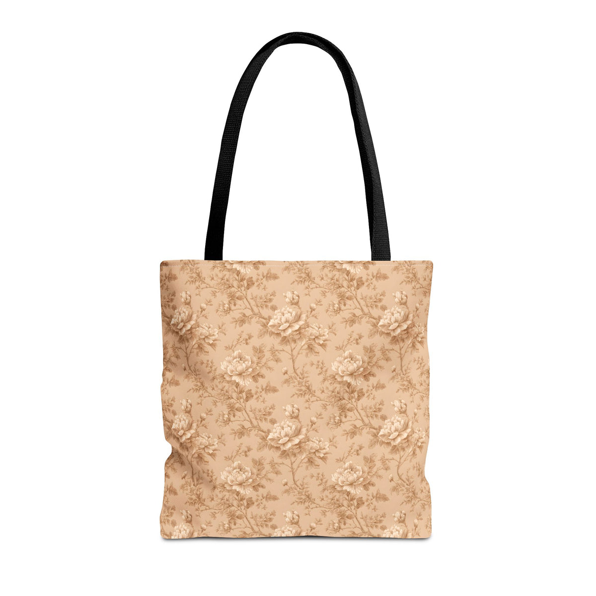 Vintage Sepia Toile Tote Bag – Elegant Rose Patterned Carryall
