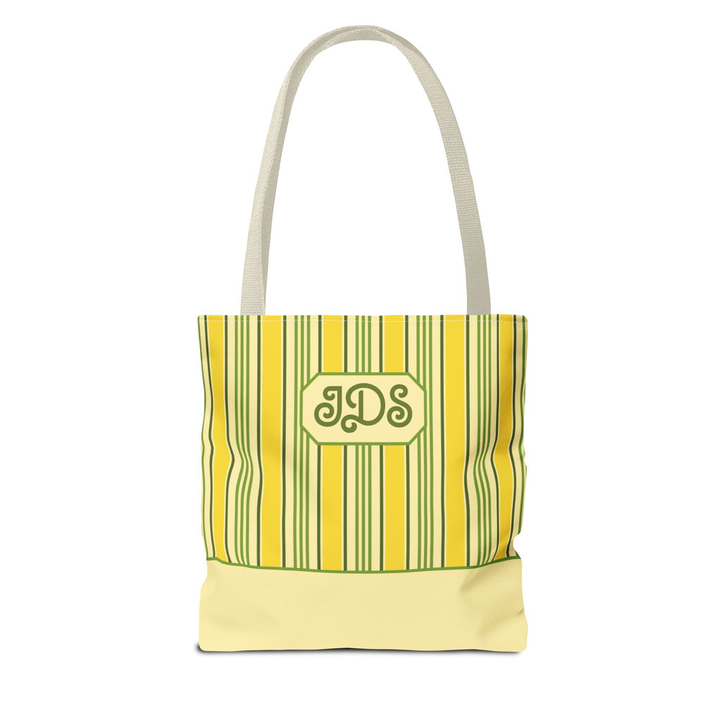 Personalizable Yellow and Green Striped Tote – Bright Summer Market Bag