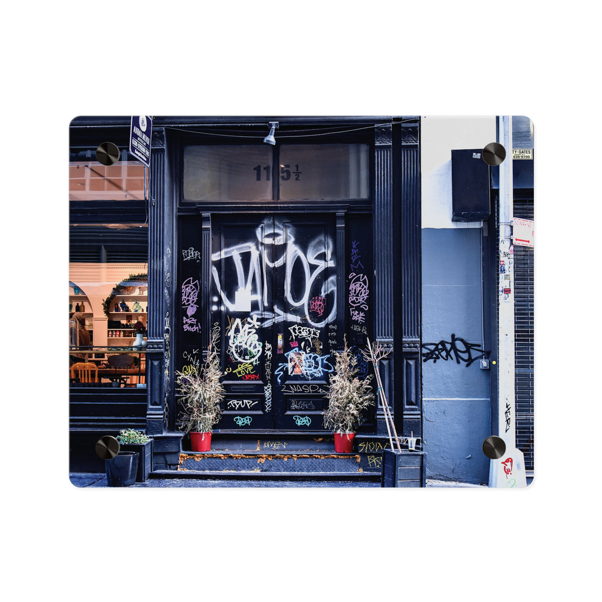 Urban Landscape Acrylic Art - Graffiti Doorways  Wall Art Panel
