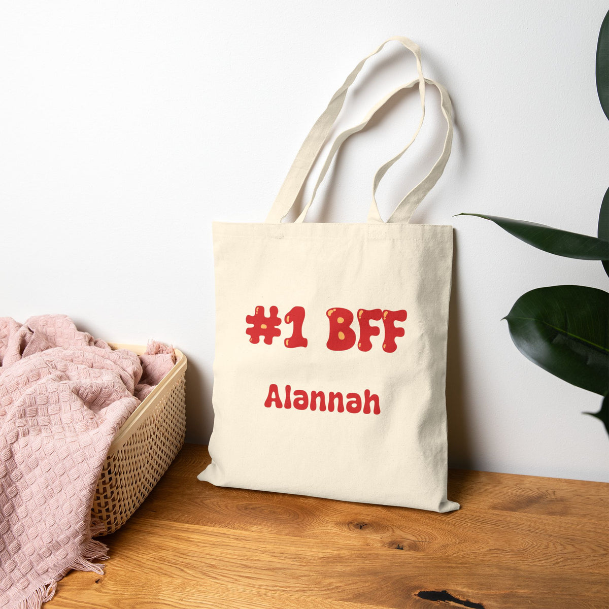 Best Friend Tote Bag - Personalizable Retro Love Bestie Canvas Tote