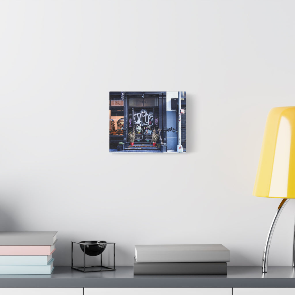 City Scape Photo Art Canvas - Graffiti Doorways Gallery Wrap