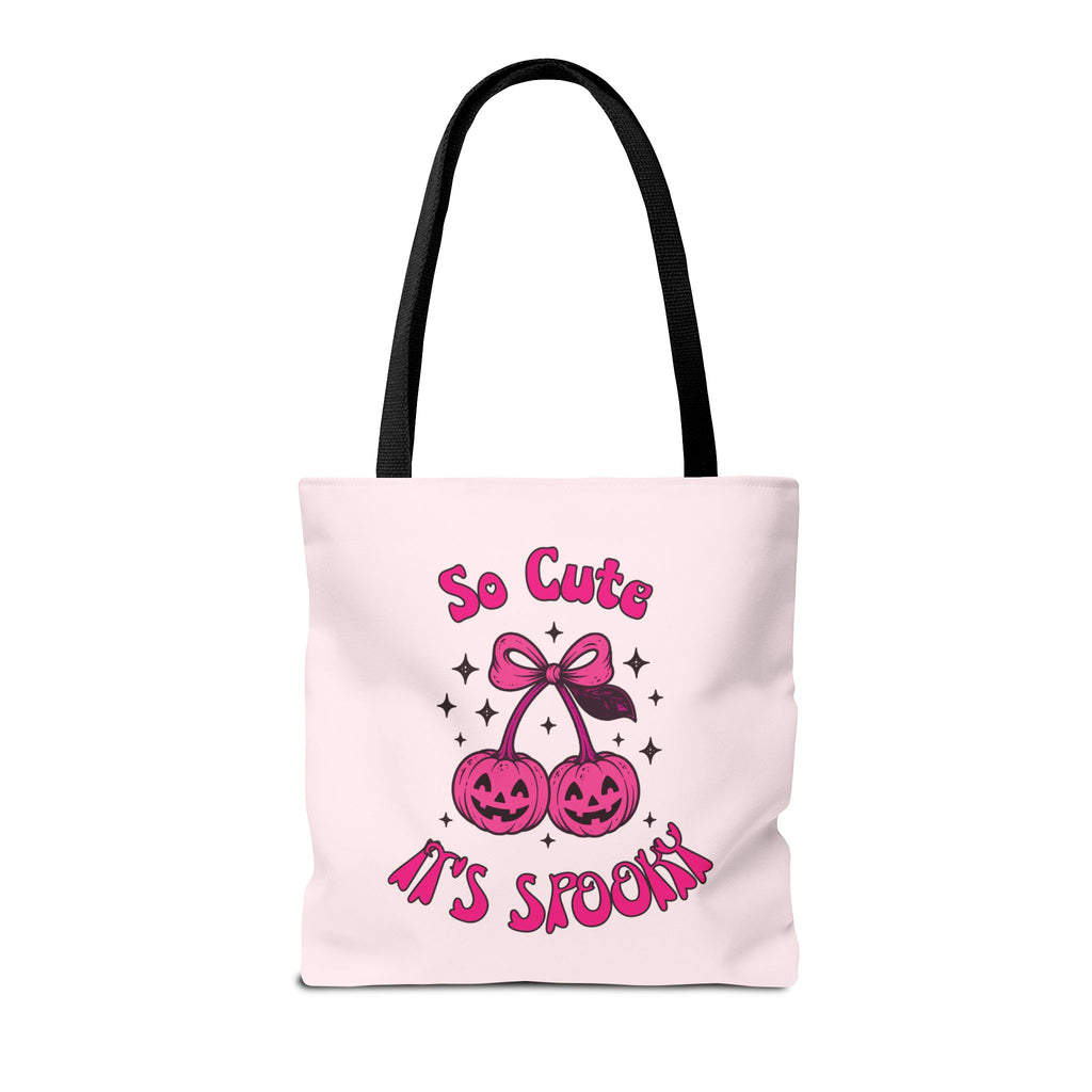 Personalized Halloween Tote - Pink Pumpkin Cherries "So Cute It's Spooky" Trick or Treat Bag