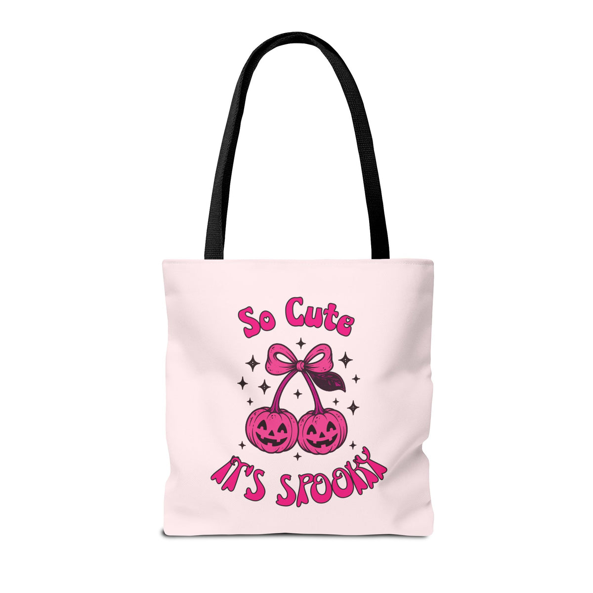 Personalized Halloween Tote - Pink Pumpkin Cherries "So Cute It's Spooky" Trick or Treat Bag