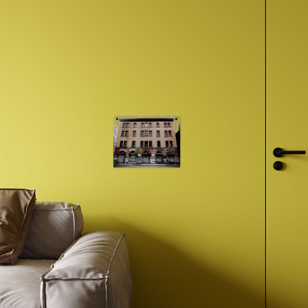 Urban Graffiti Photo Wall Art- Street Level Tagged Building  Acrylic Wall Art Panel