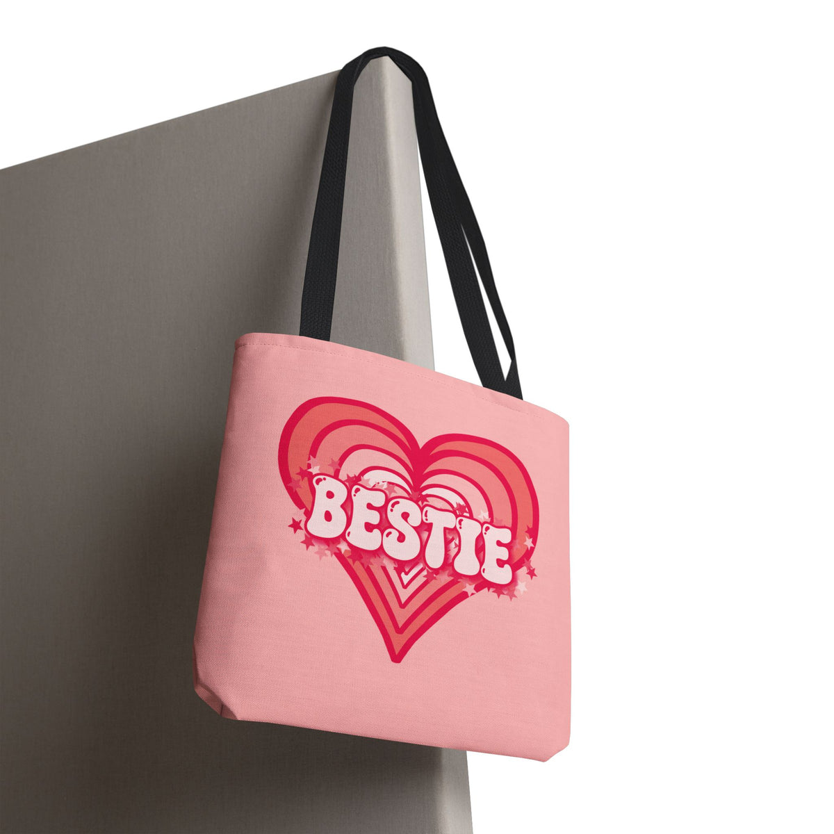 Personalizable Bestie Tote Bag - Strawberry Milk Pink Hearted Tote