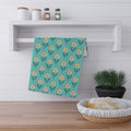 Retro Floral Tea Towel - Hand Drawn Daisies on Teal Kitchen Towel