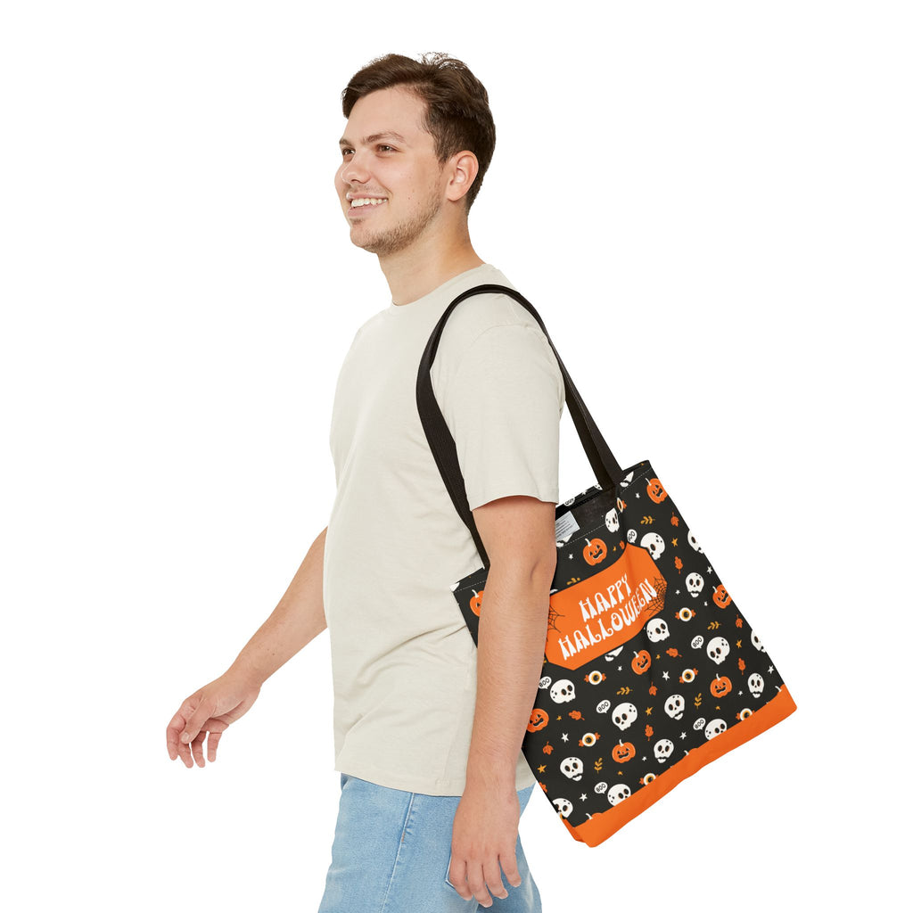 Halloween Pumpkin and Skulls Personalizable Trick-or-Treat Candy Bag