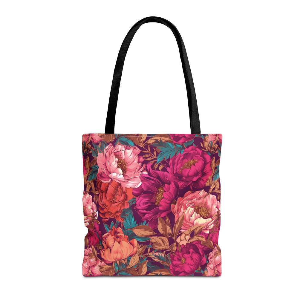 Bright Magenta and Teal Peony Tote Bag – Vintage Punk Floral Carryall
