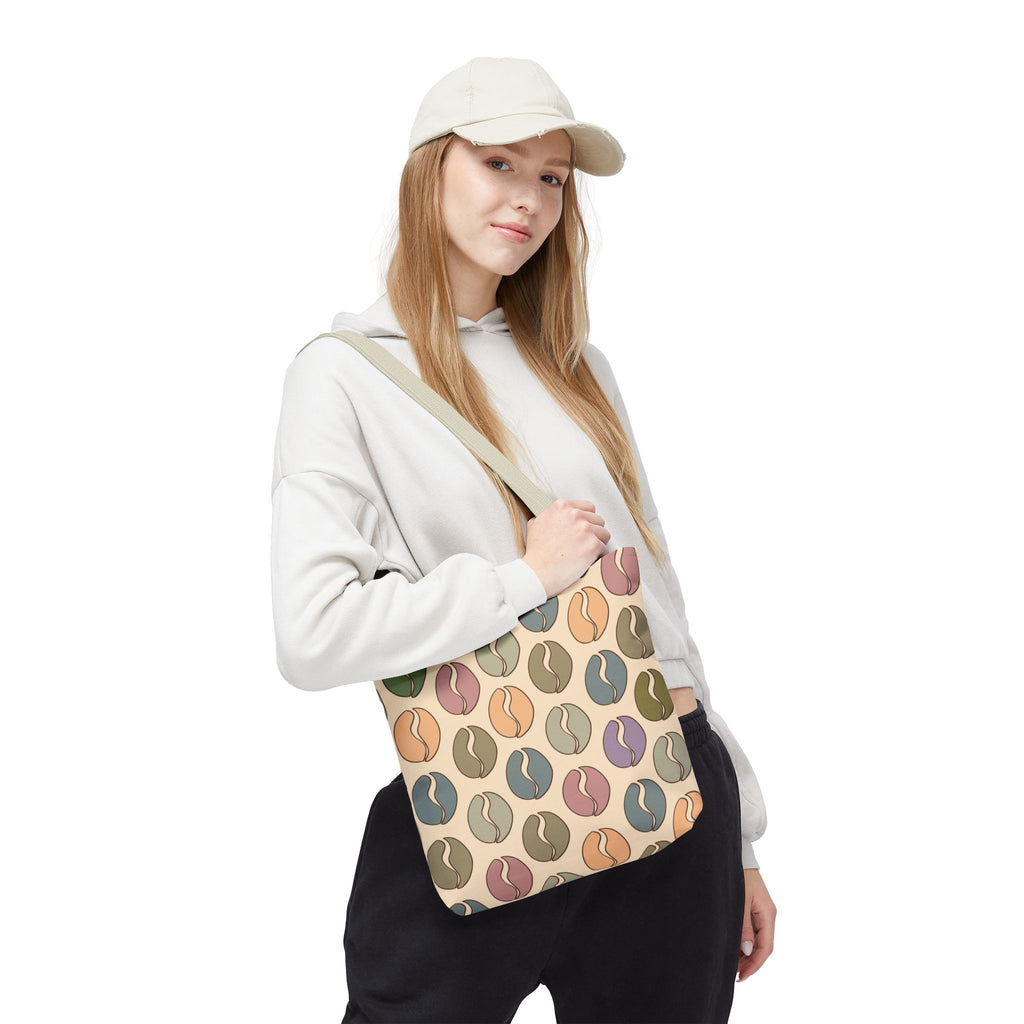 Colorful Coffee Tote Bag - Coffee Lover's Bean Bag in Cream