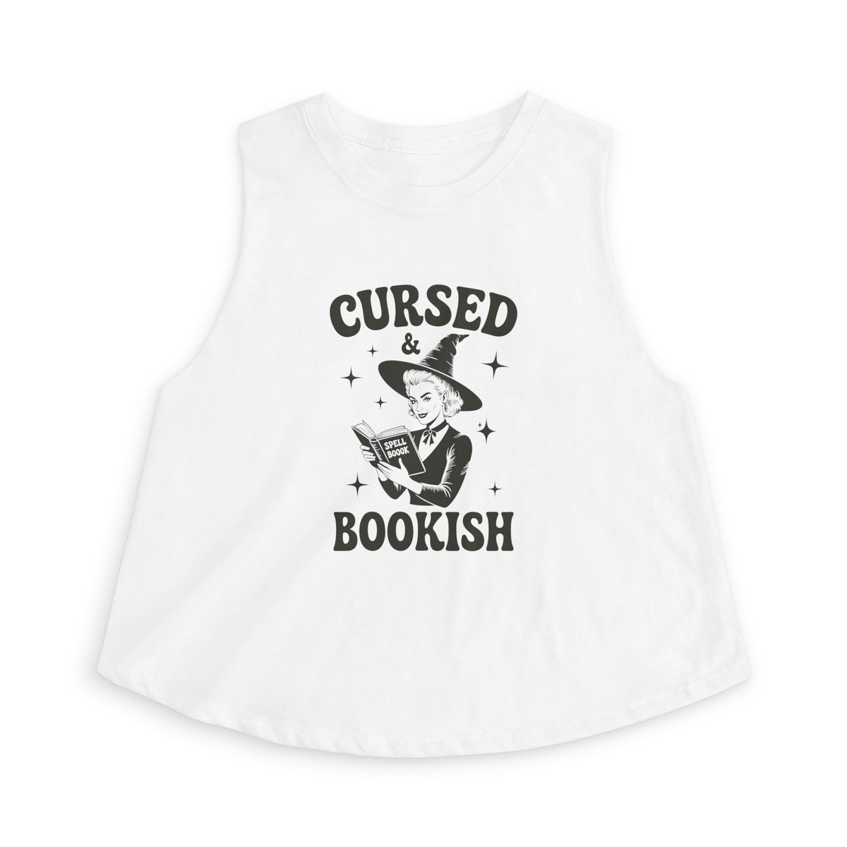 Cursed and Bookish Crop Top - Witchy Vintage Literary Graphic Tank