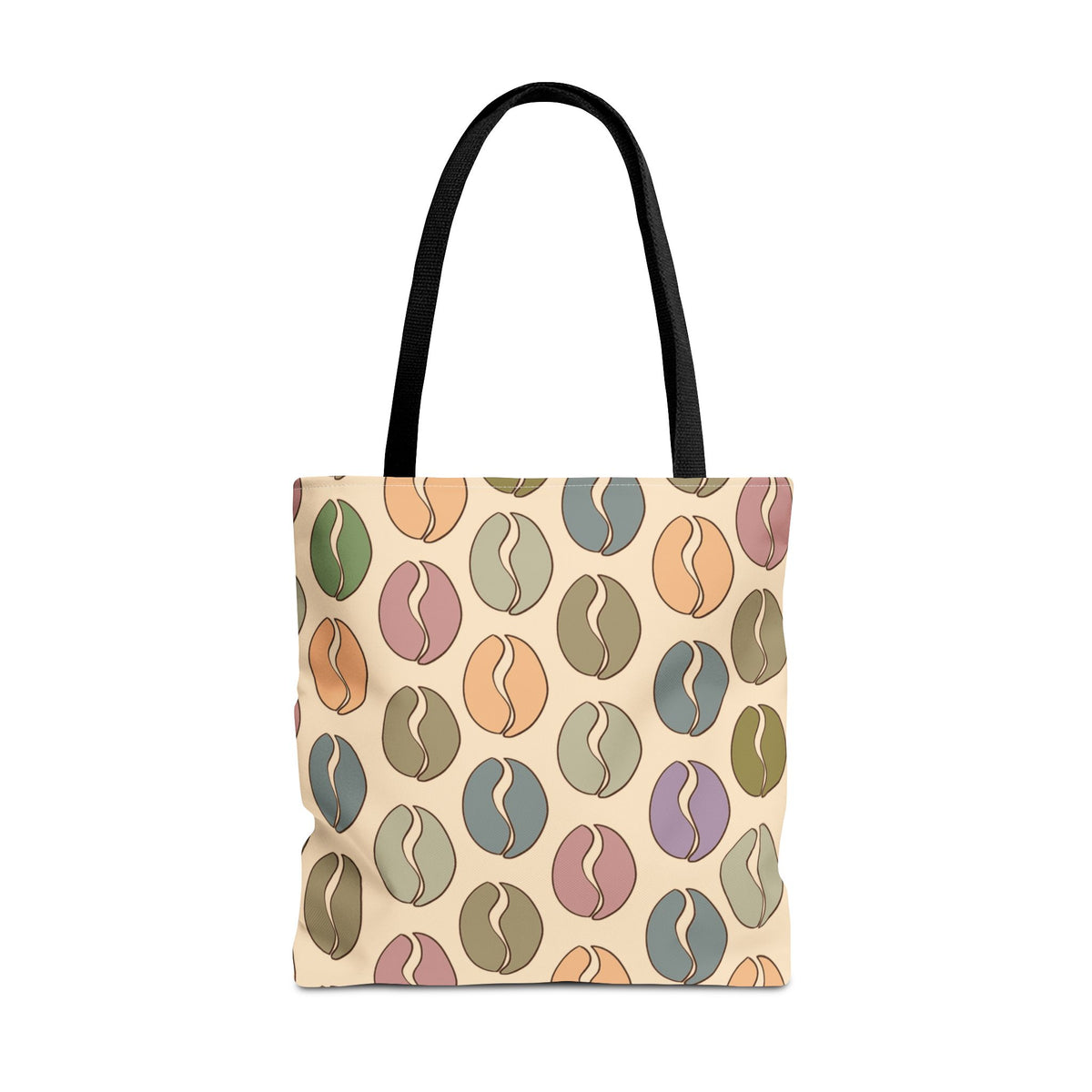 Colorful Coffee Tote Bag - Coffee Lover's Bean Bag in Cream