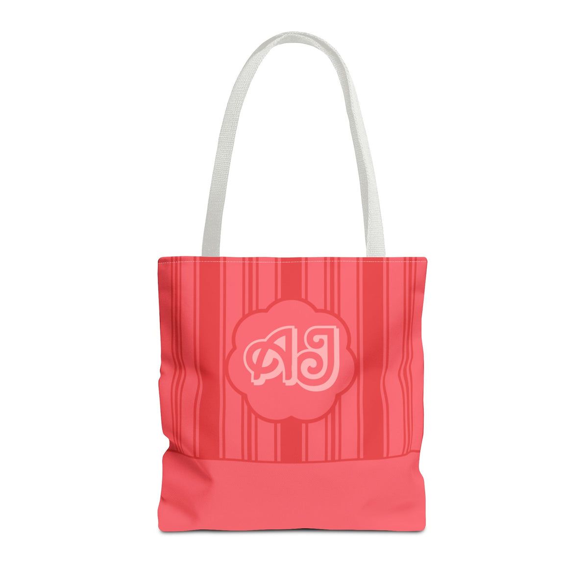 Monogram Pink Striped Tote Bag —Personalizable Market Tote