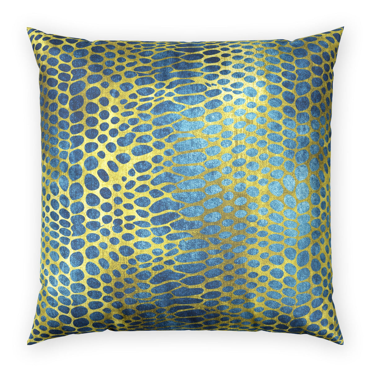 Snake Skin Velvet Pillow - Gold and Teal Decorative Throw Pillow