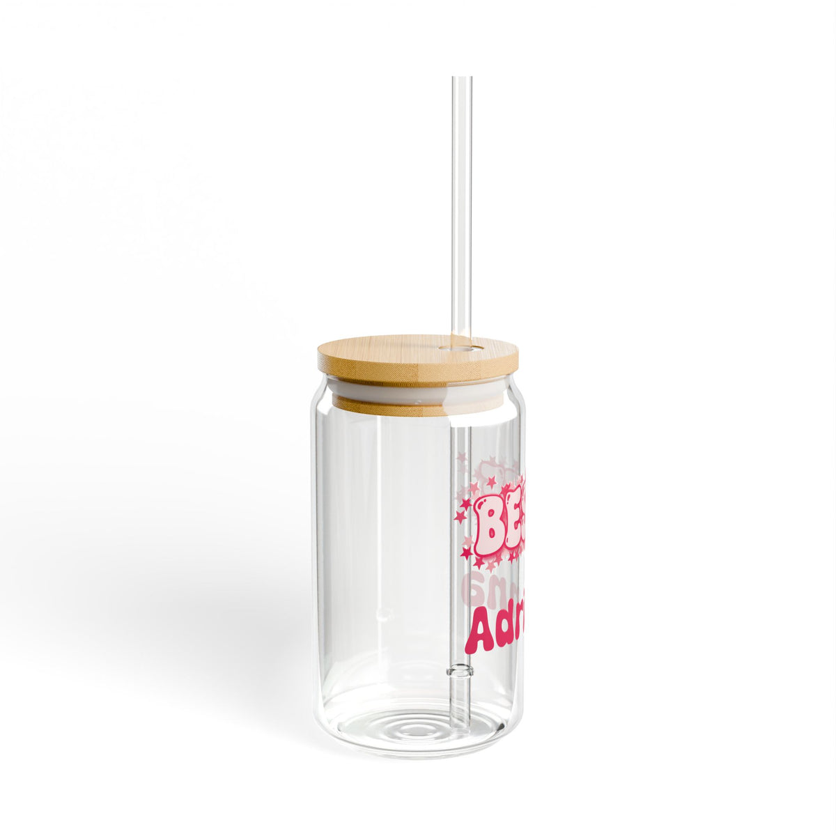 Personalizable Glass Cup - Strawberry Milk Pink Starry Bestie Glass