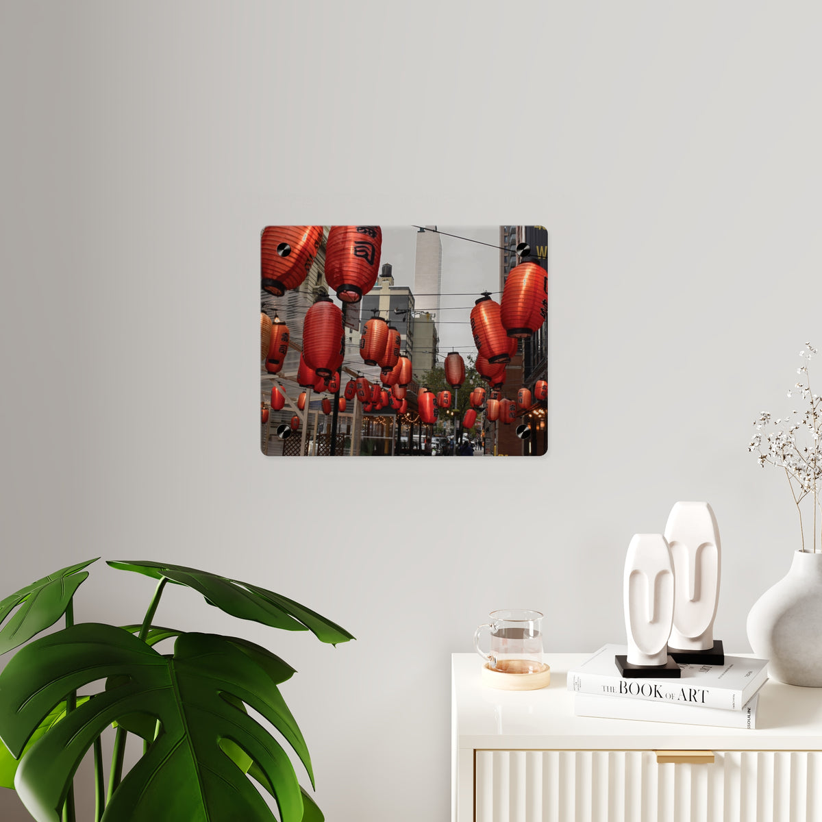 Urban Streetscape Wall Art - Red Lanterns Photo Acrylic Panel