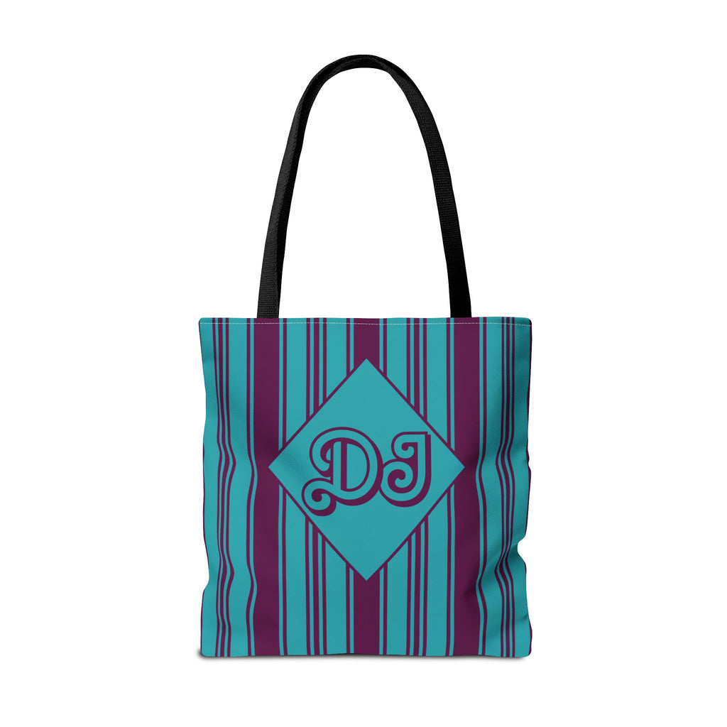 Striped Blue and Purple Monogram Bag - Vibrant Personalizable Market Tote