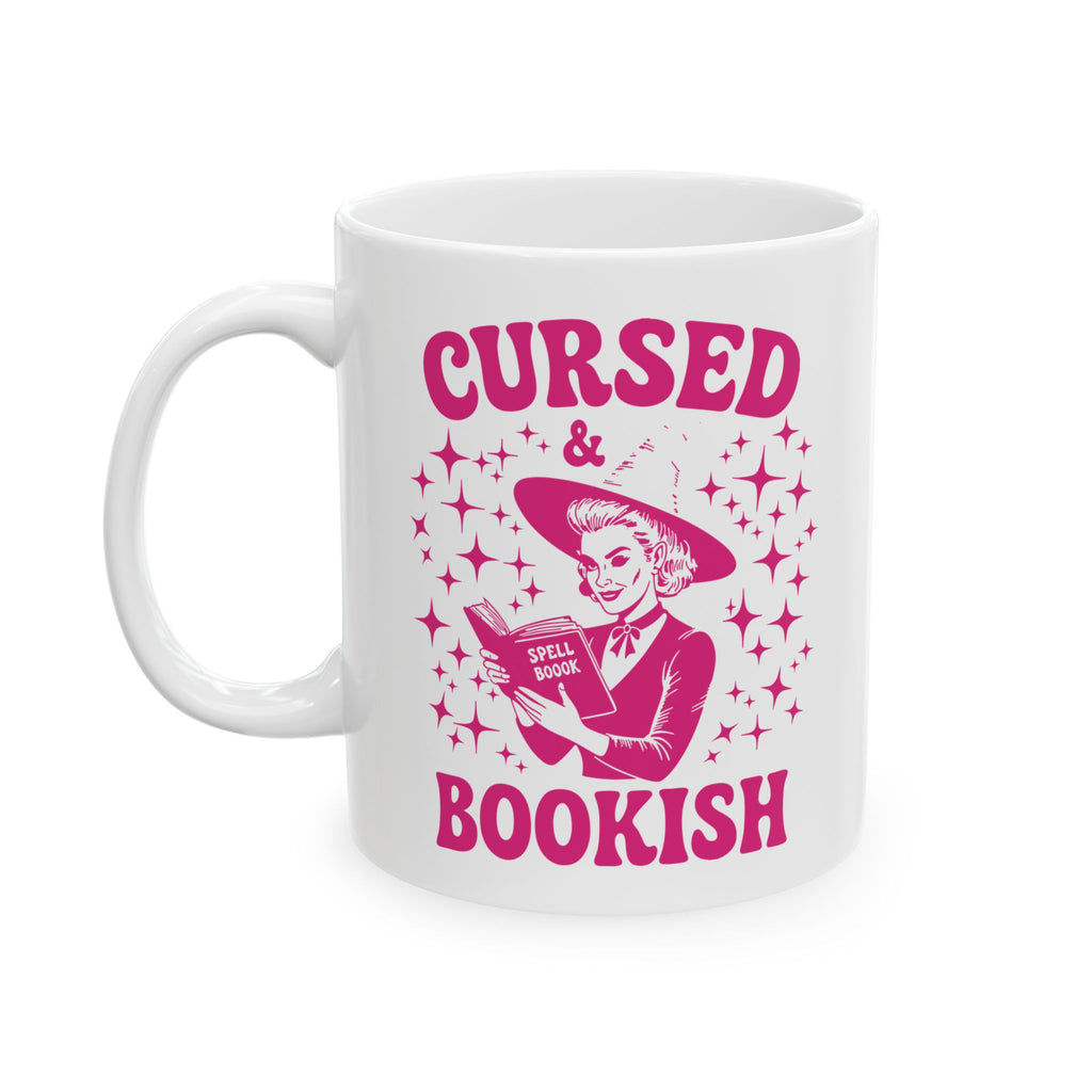Cursed and Bookish Pink Witchy Reading Coffee Mug