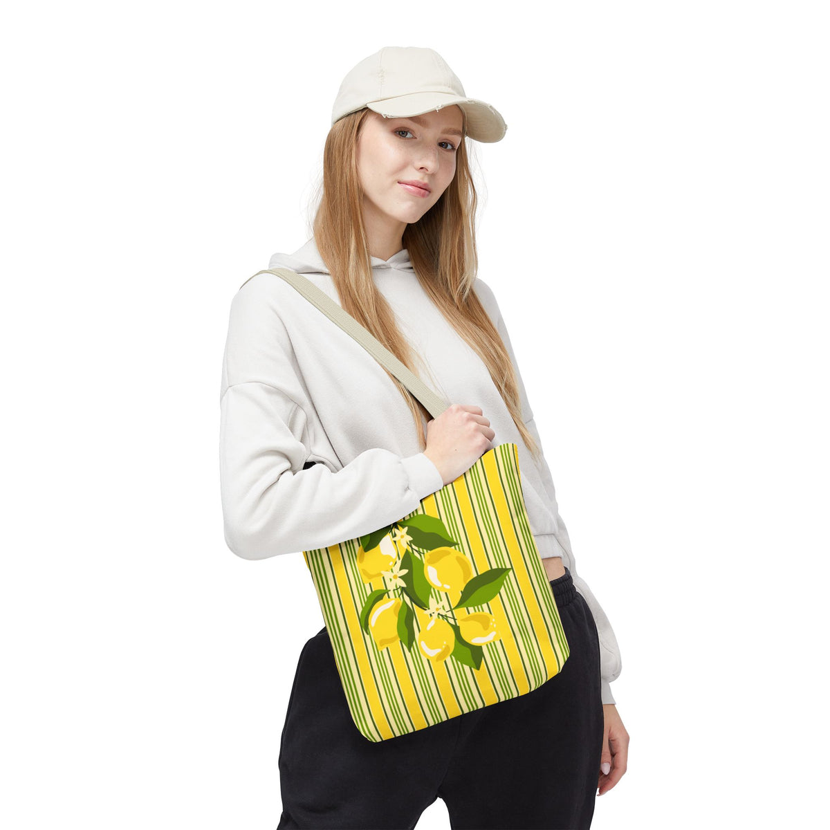 Lemon Stripe Tote Bag - Bright Citrus Summer Market Bag