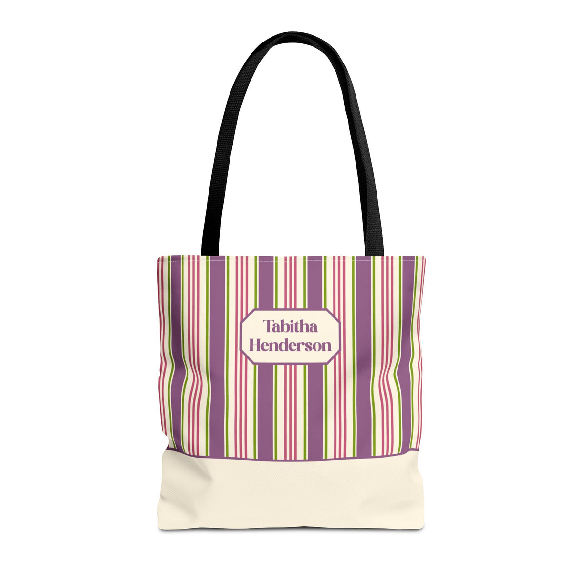 Colorful Striped Tote Bag – Personalizable Purple Pink and Green Tote