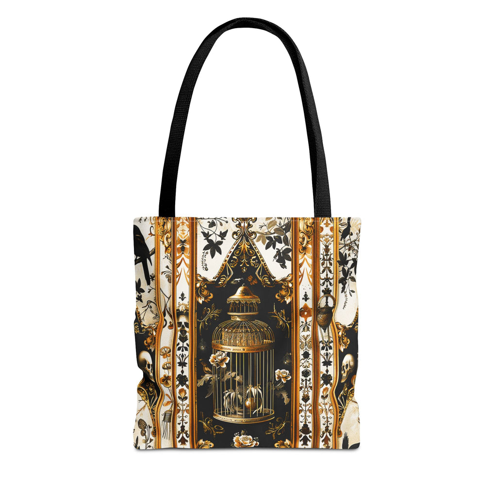 Vintage Gothic Birdcage Tote Bag - Victorian Skull and Floral Pattern Carryall