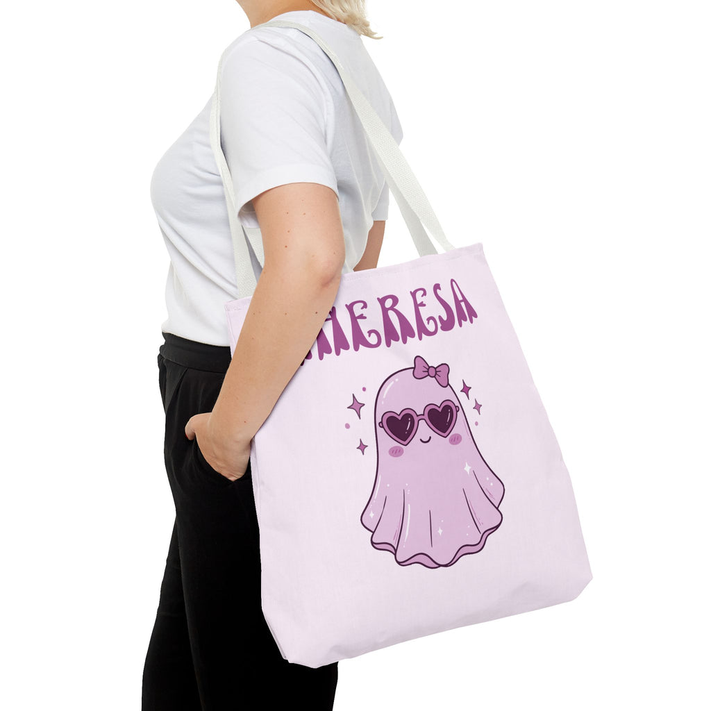 Personalized Purple Trick-or-Treat Tote - Cool Ghost 'So Cute It's Spooky' Halloween Bag