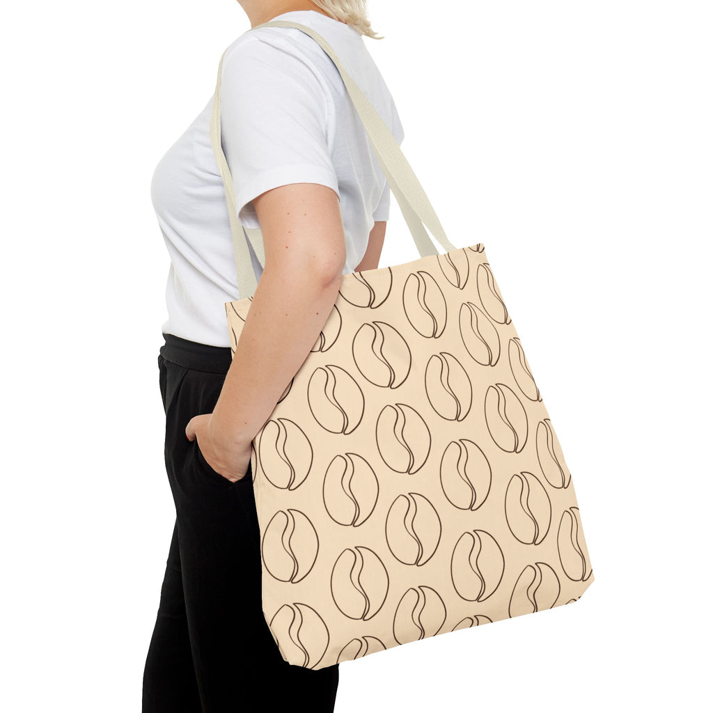 Minimalist Coffee Bean Tote Bag -Coffee Lover's Tote Bag in Cream