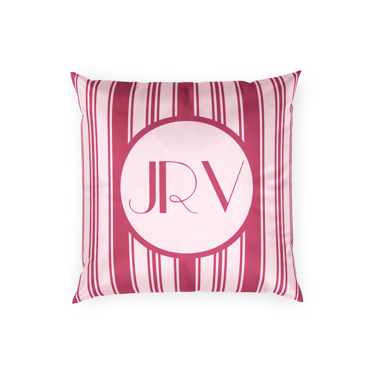 Personalizable Velvet Pillow - Magenta Striped Monogram Pillow