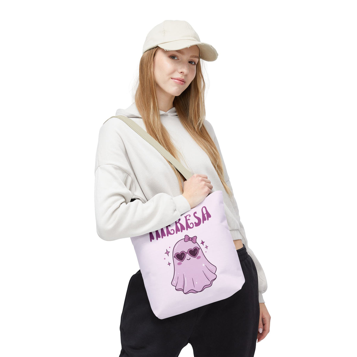 Personalized Purple Trick-or-Treat Tote - Cool Ghost 'So Cute It's Spooky' Halloween Bag