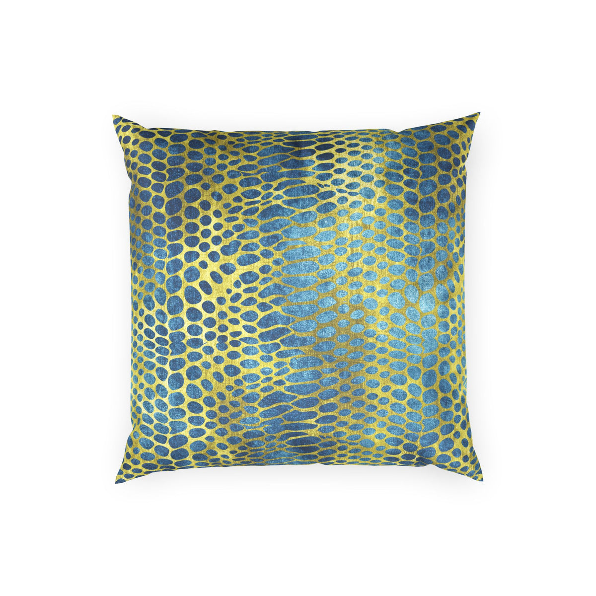 Snake Skin Velvet Pillow - Gold and Teal Decorative Throw Pillow