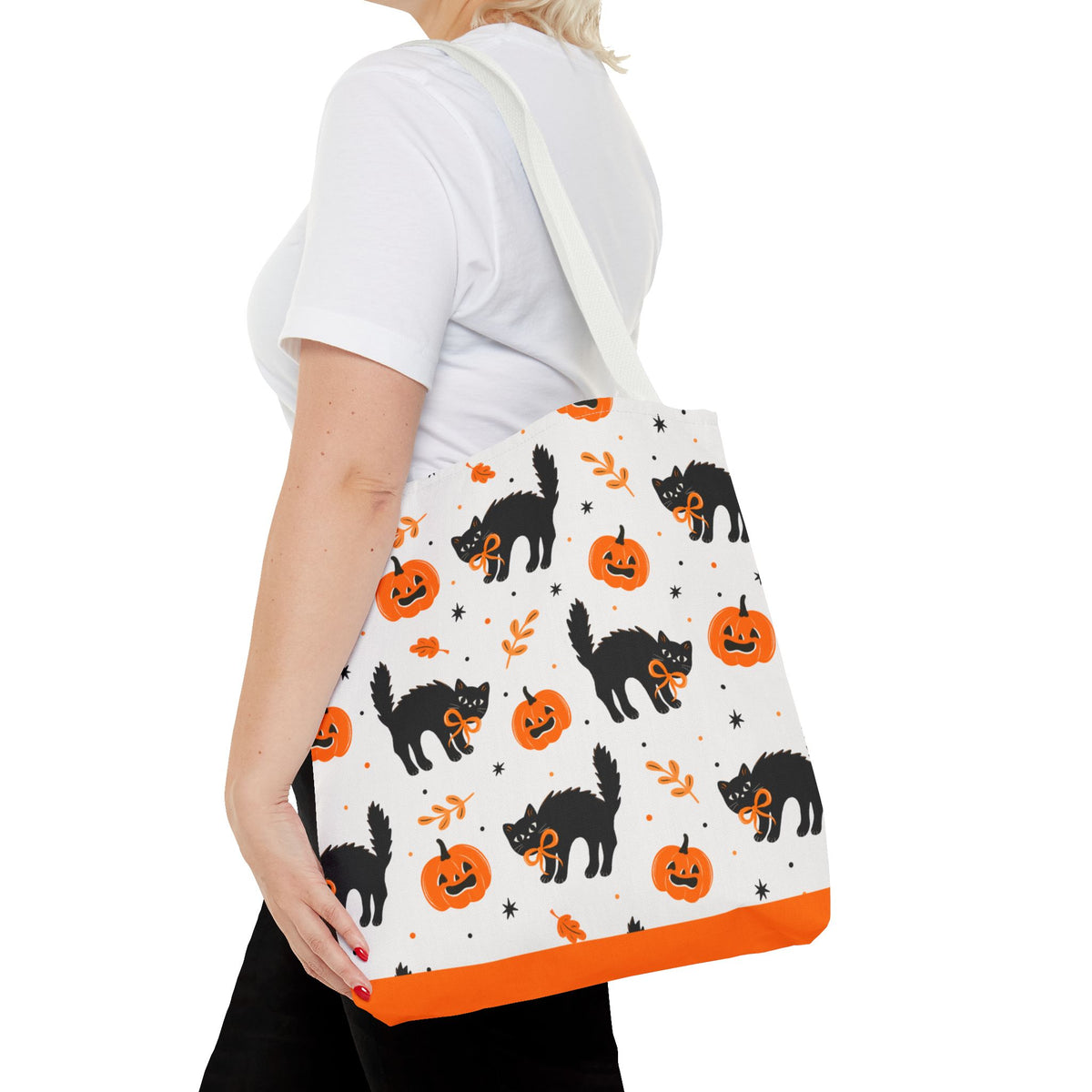 Cute Black Cats and Jack-O’-Lantern Halloween Tote Bag