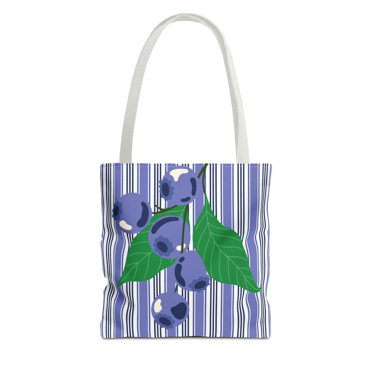 Blueberry Stripe Tote Bag - Summer Fruit Market Tote
