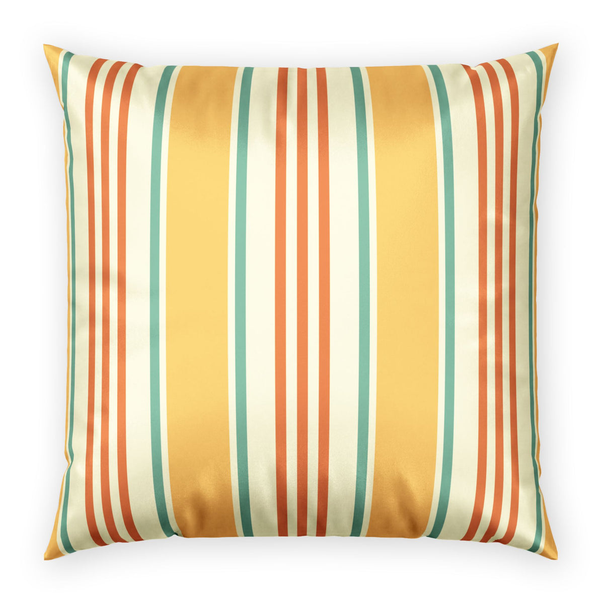 Retro Velvet Pillow - Orange and Mint Ticking Stripe Throw Pillow