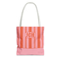 Striped Pink and Orange Tote Bag - Personalizable Bright Beach and Market Tote