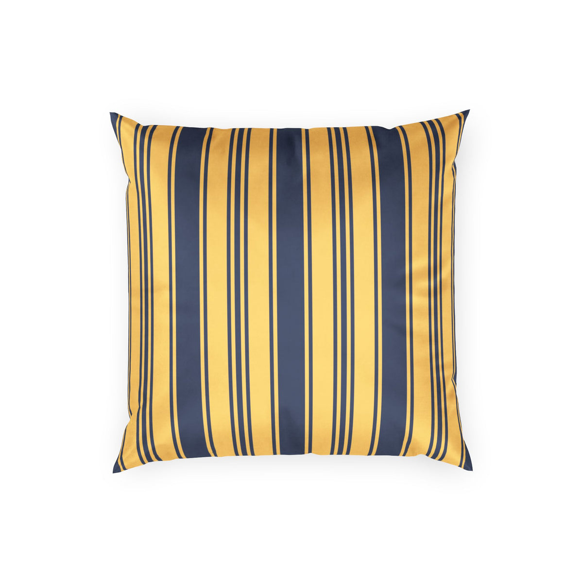 Elegant Velvet Throw Pillow - Modern Blue and Gold Ticking Stripe Pillow