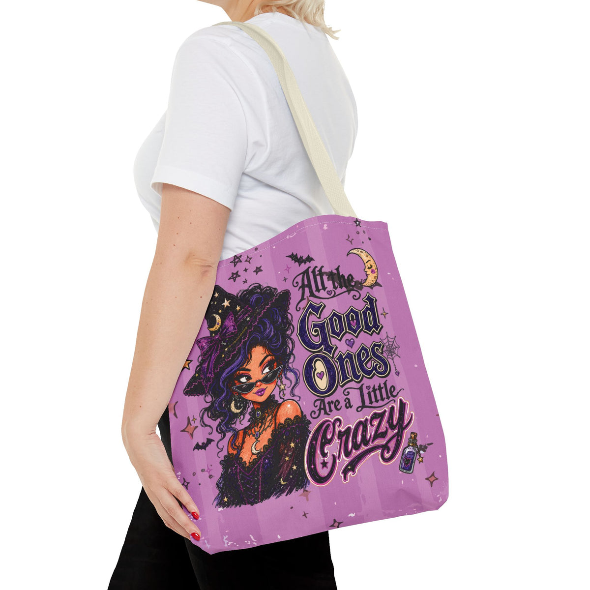 Witchy Purple Tote - “All the Good Ones Are a Little Crazy” Graphic Tote