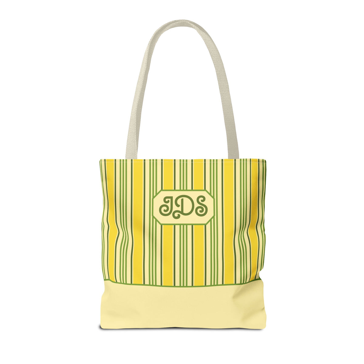Personalizable Yellow and Green Striped Tote – Bright Summer Market Bag