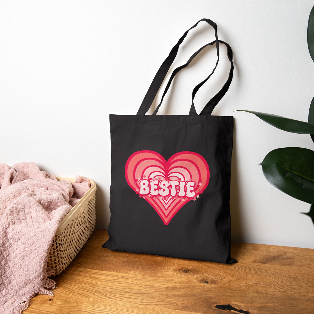 Best Friend Tote Bag - Personalizable Strawberry Milk Pink Bestie Canvas Tote