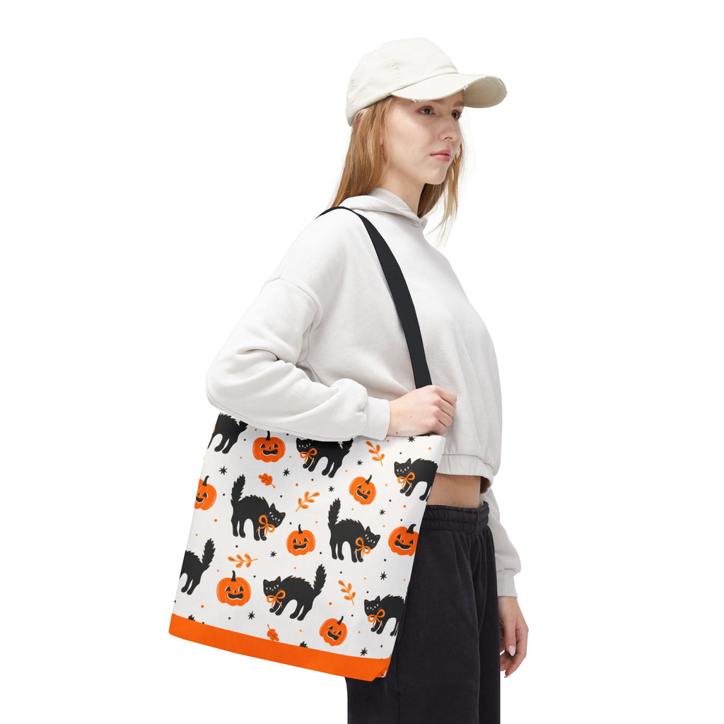 Cute Black Cats and Jack-O’-Lantern Halloween Tote Bag