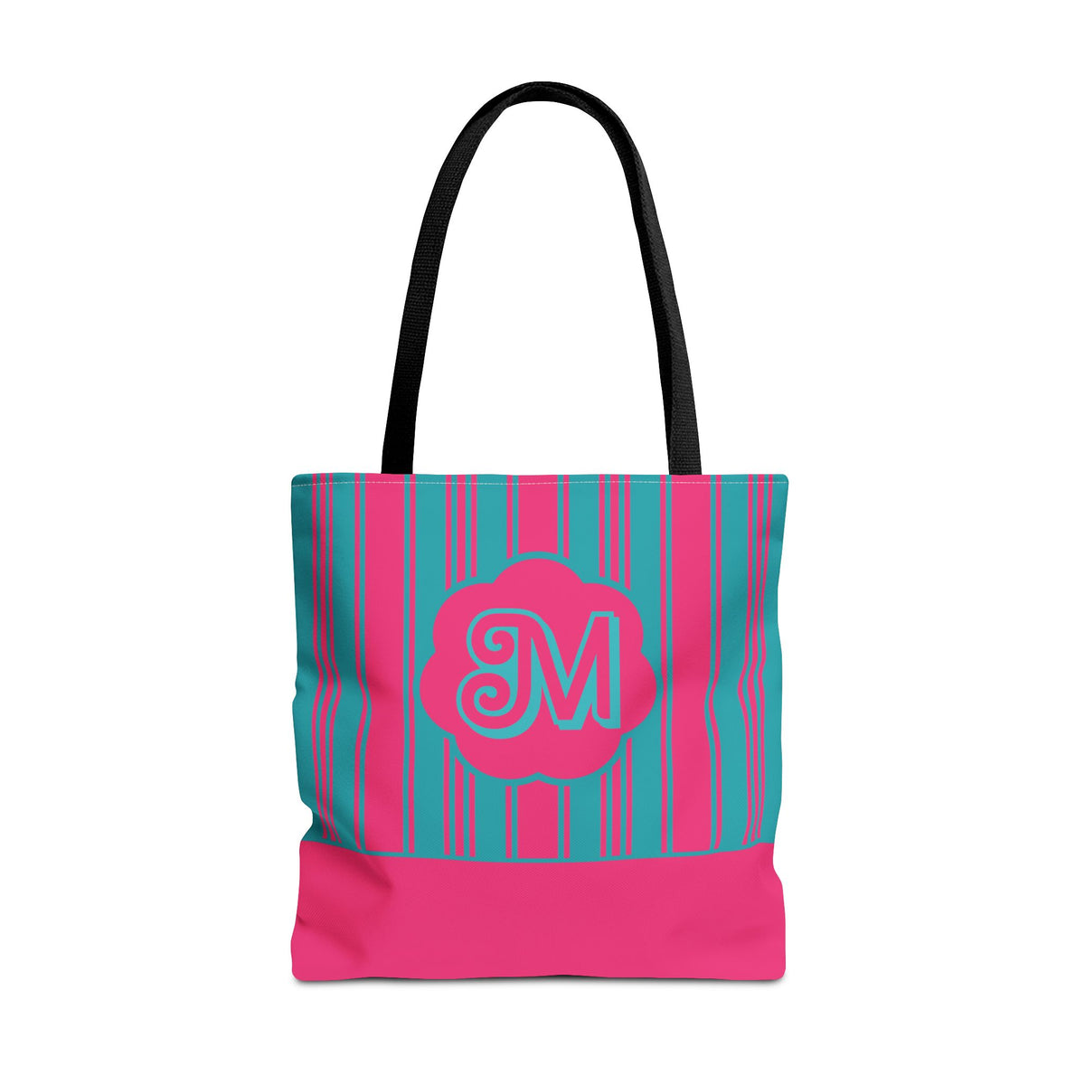 Monogram Pink and Blue Striped Tote Bag — Custom Striped Tote Bag