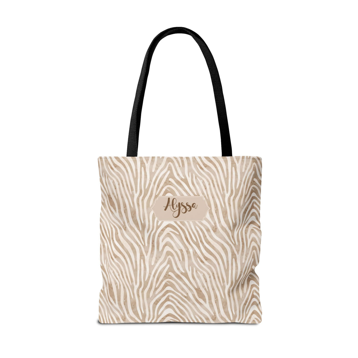 Personalizable Animal Print Bag - Beige Zebra Patterned Tote