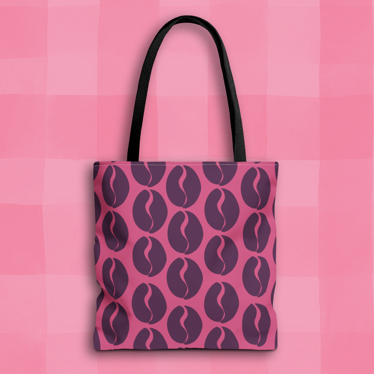 Coffee Lover's Tote - Grape on Pink Coffee Vibes Tote Bag