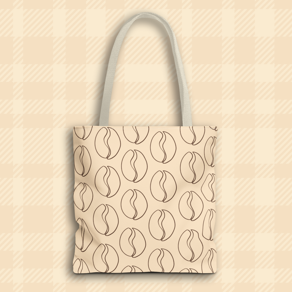 Minimalist Coffee Bean Tote Bag -Coffee Lover's Tote Bag in Cream