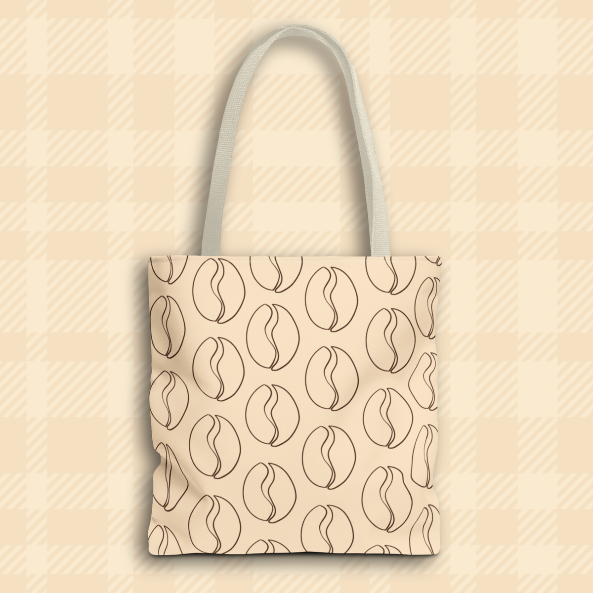 Minimalist Coffee Bean Tote Bag -Coffee Lover's Tote Bag in Cream
