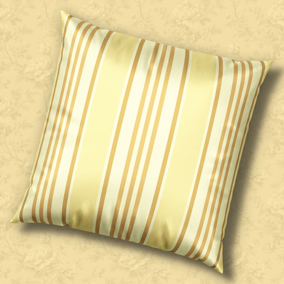 Velvet Ticking Stripe Decorative Pillow - Butter Yellow Throw Pillow