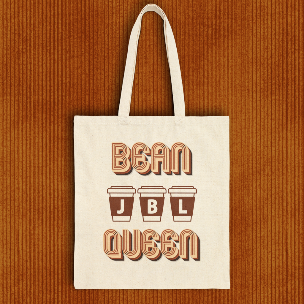 Personalizable Coffee Lover's Tote - Bean Queen Canvas Monogram Tote Bag