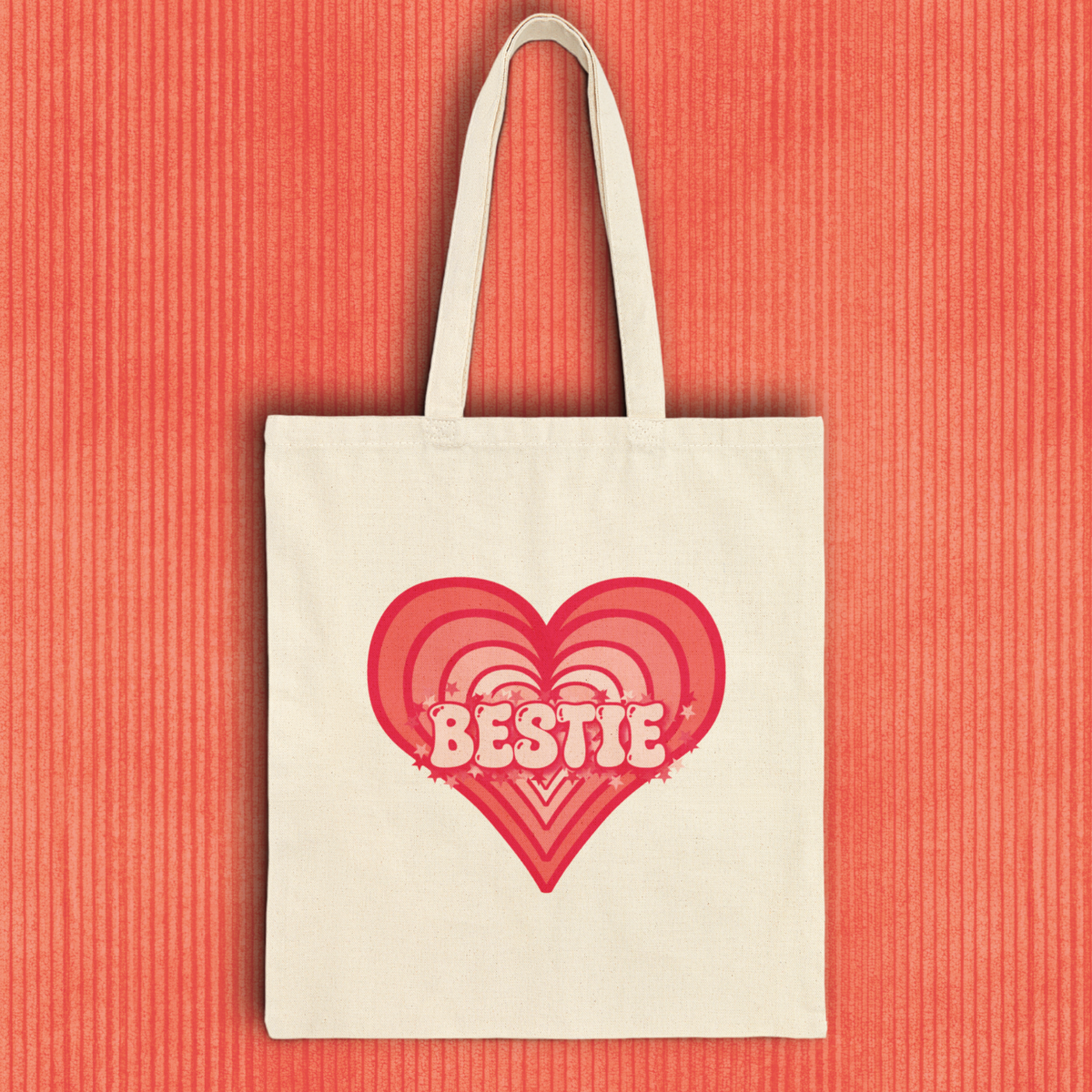 Best Friend Tote Bag - Personalizable Strawberry Milk Pink Bestie Canvas Tote