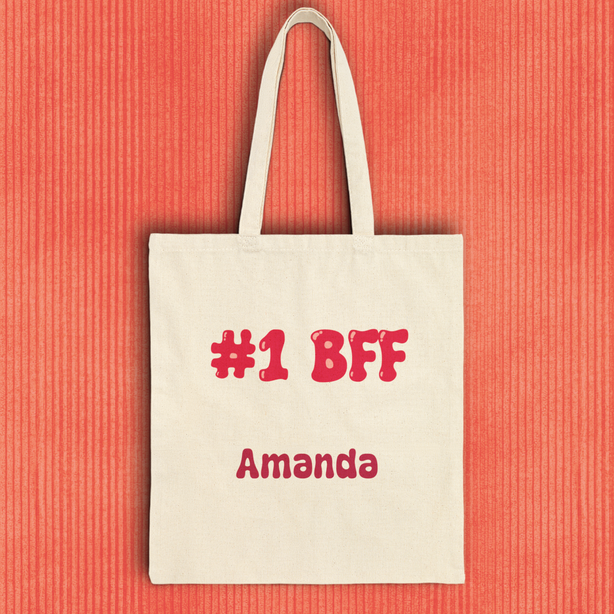 Best Friend Tote Bag - Personalizable Strawberry Milk Pink Bestie Canvas Tote